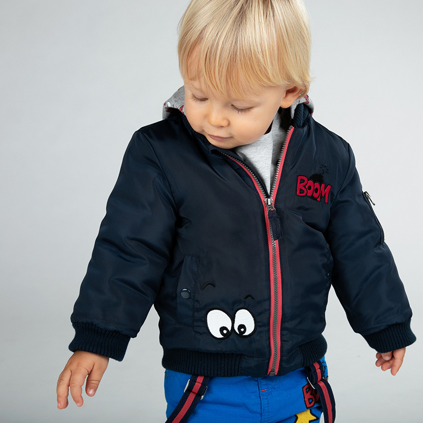 Blouson esprit bomber avec poches et capuche imprimée amovible 