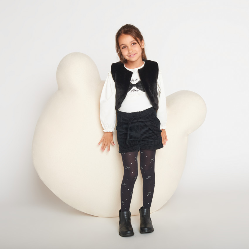 T-shirt manches longues avec nœud en tulle pour fille