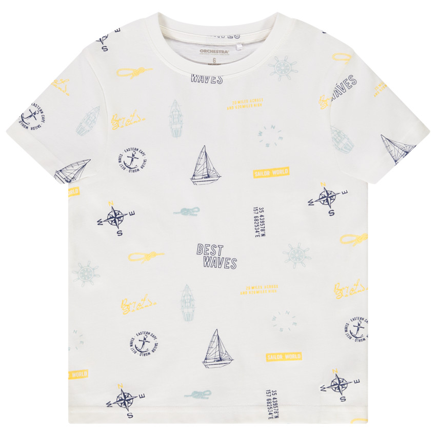 T-shirt manches courtes imprimé marin fantaisie pour garçon