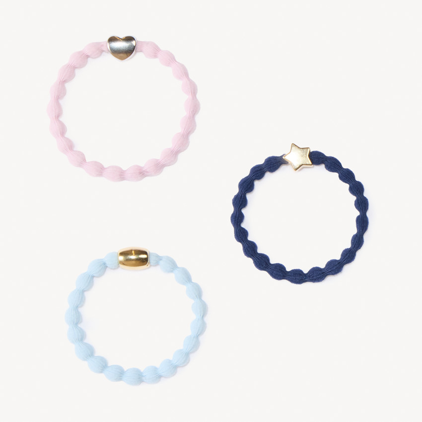 Lot de 3 élastiques fantaisie + charm pour fille  