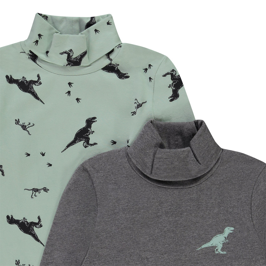 Lot de 2 sous-pulls à col roulé motifs T-Rex pour garçon 