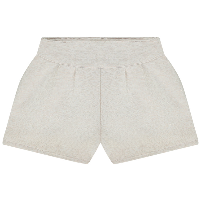 Short taille haute plissé en jacquard et lurex pour fille