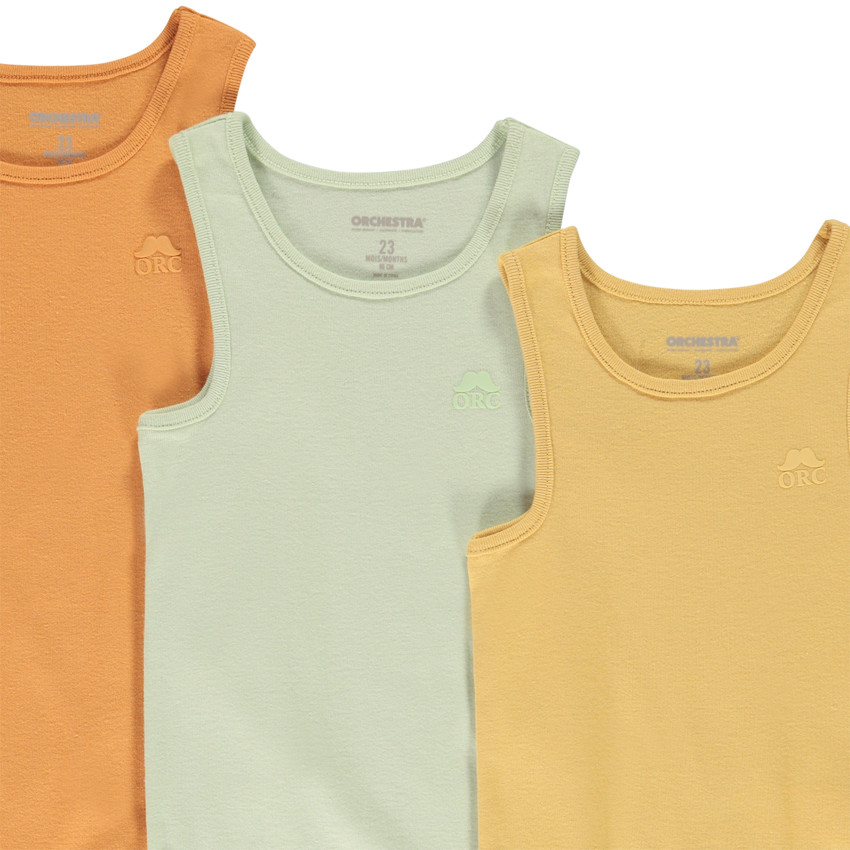 Lot de 3 bodies sans manches unis pour bébé garçon 