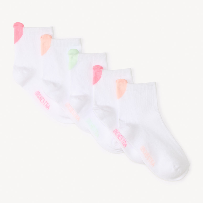 Lot de 5 paires de chaussettes à languettes cœur pour fille 