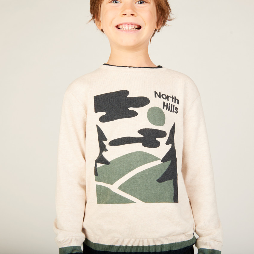 Pull en tricot printé doublé velours pour garçon