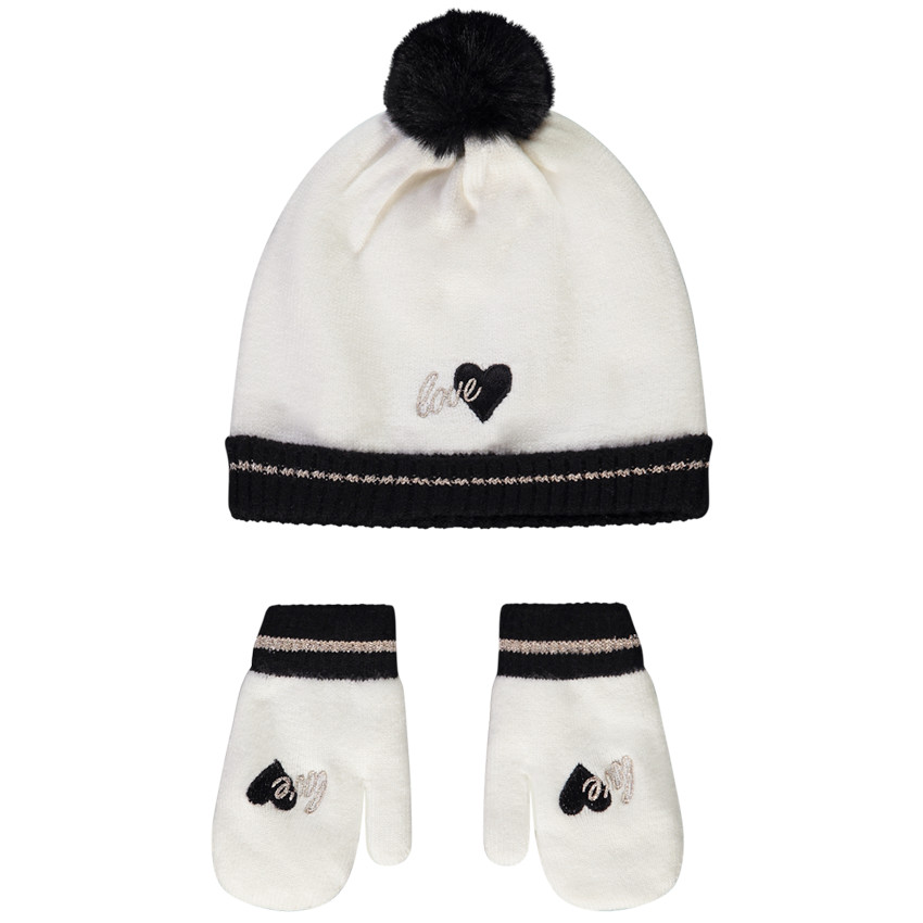 Ensemble bonnet + snood + gants ou moufles colorblock fille