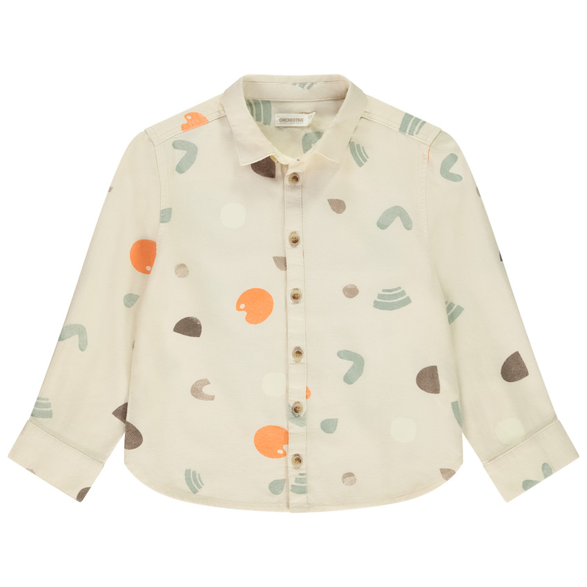Chemise manches longues en toile imprimé arty pour garçon