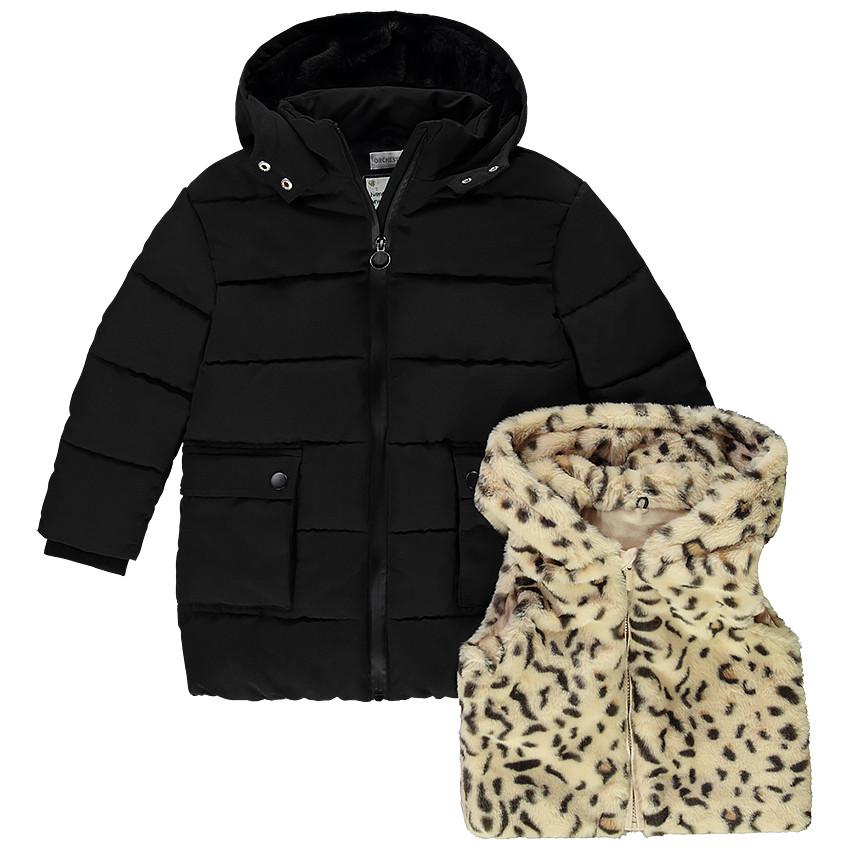 Doudoune Hiver Fille - Veste Parka Matelassée Épaisse - Capuche Amovible - Taille 3-4 à 10-11 Ans