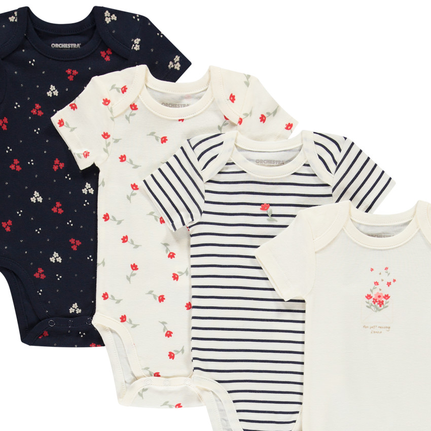Lot de 7 bodies manches courtes fantaisie pour bébé fille 