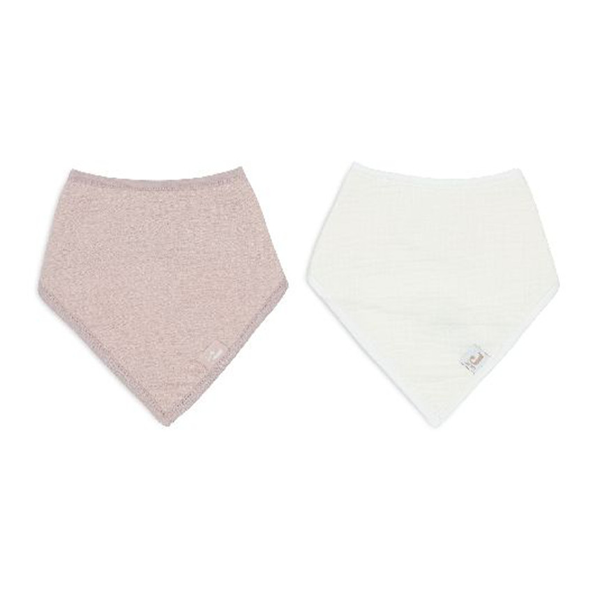 Bavoir bandana gaze de coton Wild Rose/Oatmeal 2pcs 