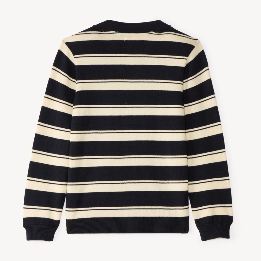 Pull garçon col polo style marinière 