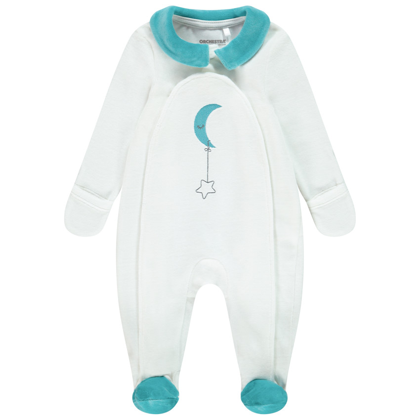 Dors-bien en velours à lune brodée pour bébé garçon 