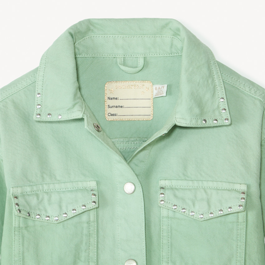 Veste en jean unie avec clous fantaisie pour fille 