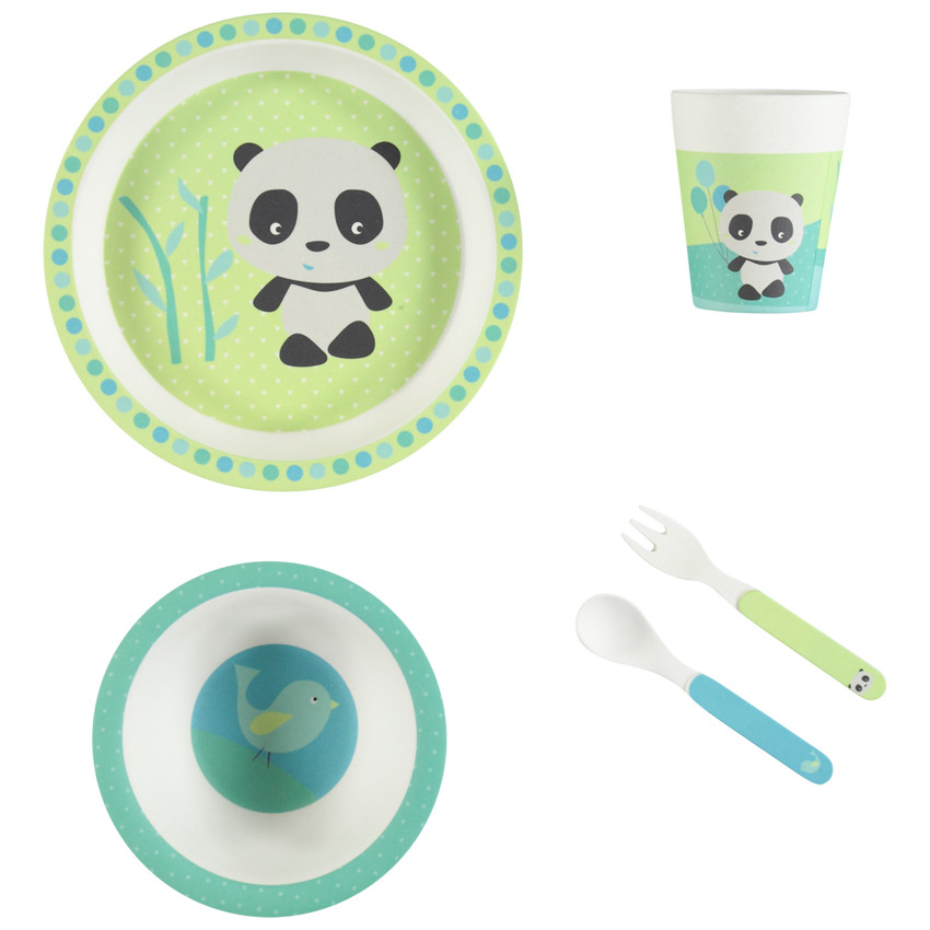 Set repas Panda en Bamboo - 5pcs 