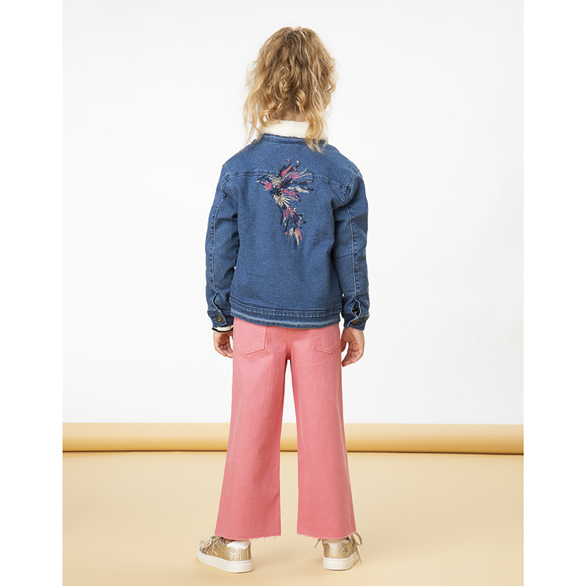 Jean flare uni avec ceinture tressée pour fille 