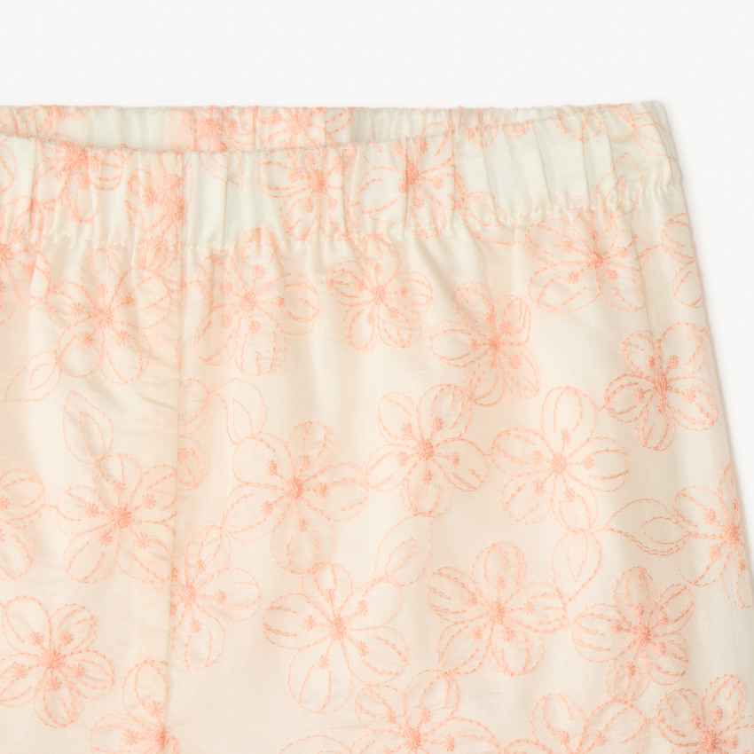 Ensemble 2 pièces t-shirt + short en broderie fleurie bicolore fille 