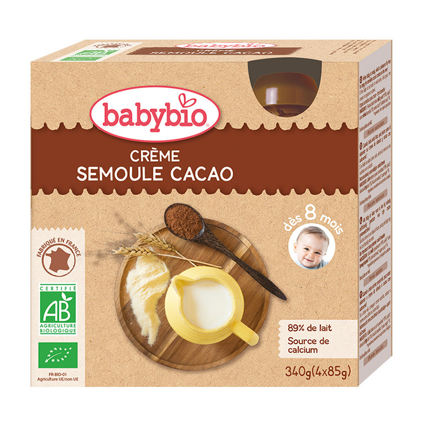 Pack de 4 gourdes bio crème semoule et cacao 