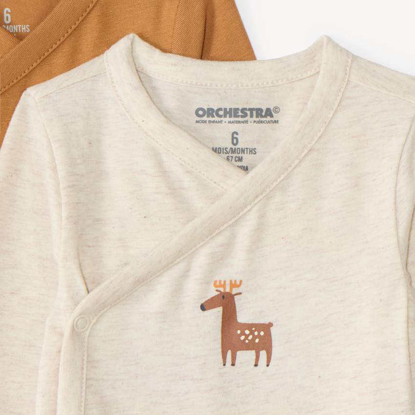 Lot de 5 bodies manches longues bébé garçon print forêt (Finitions différentes selon l'âge) 