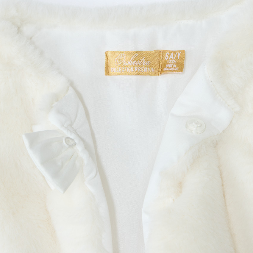 Gilet esprit boléro en fausse fourrure à nœud pour fille 