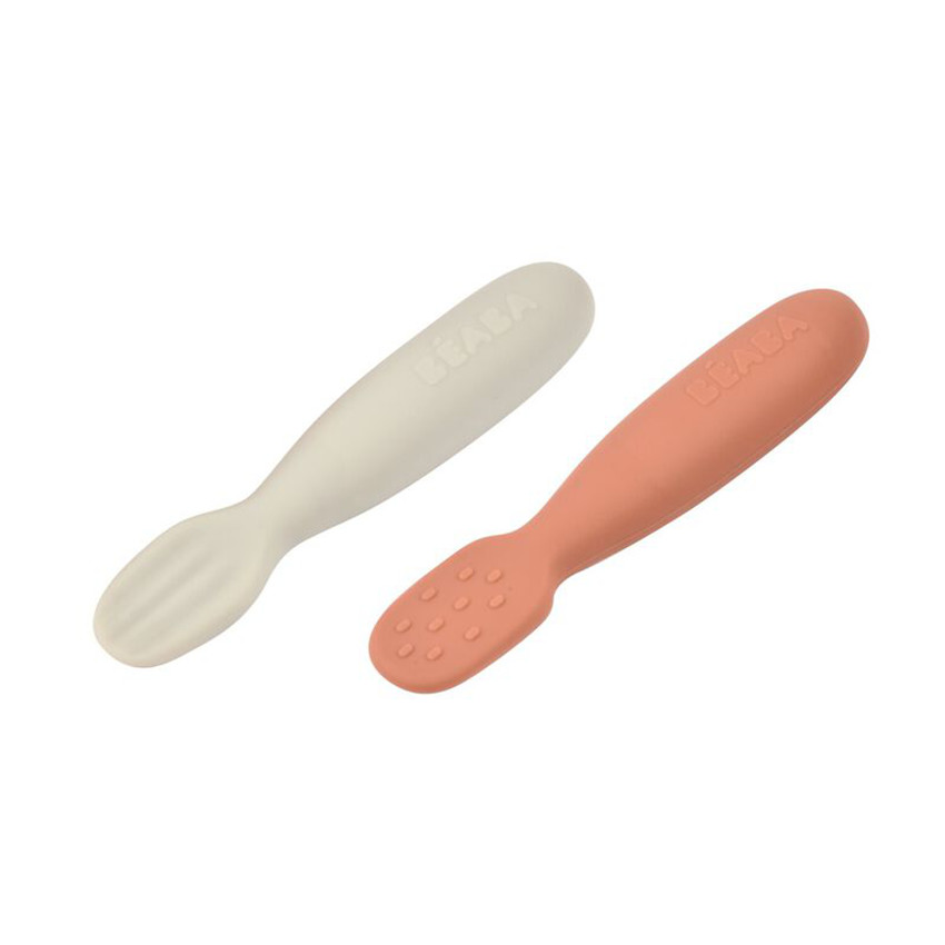 Lot de 2 pré-cuillères en silicone terracotta/velvet grey 