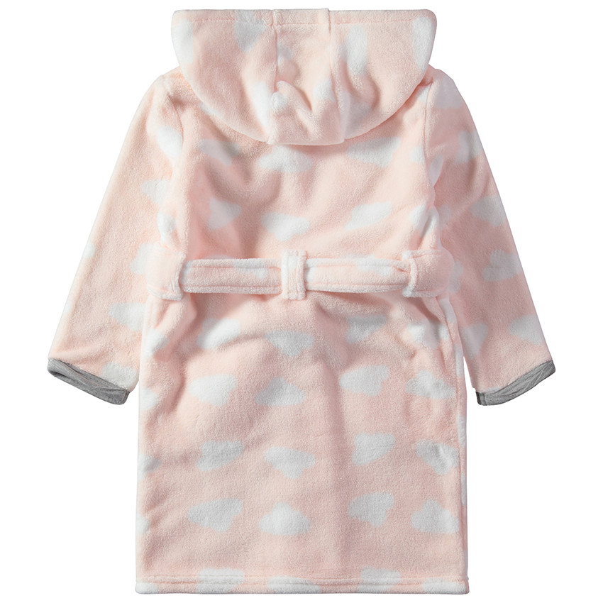 Robe de chambre à capuche en sherpa à nuages all-over 