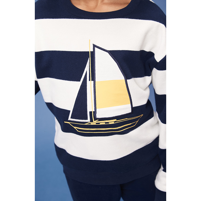 Ensemble molletonné sweat à rayures + jogging uni pour garçon 