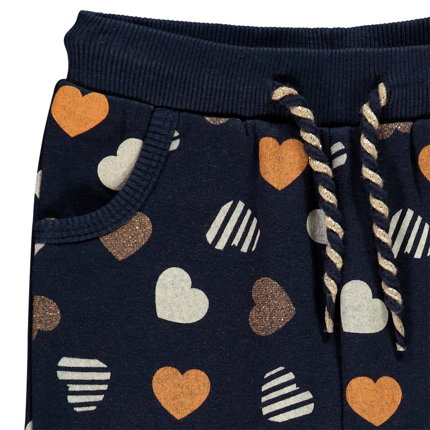 Jogging en molleton print lapin et coeurs pour bébé fille  
