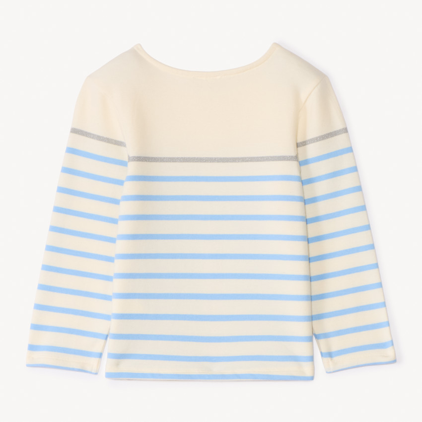 Marinière manches longues en molleton avec nœud en ruban pour bébé fille 