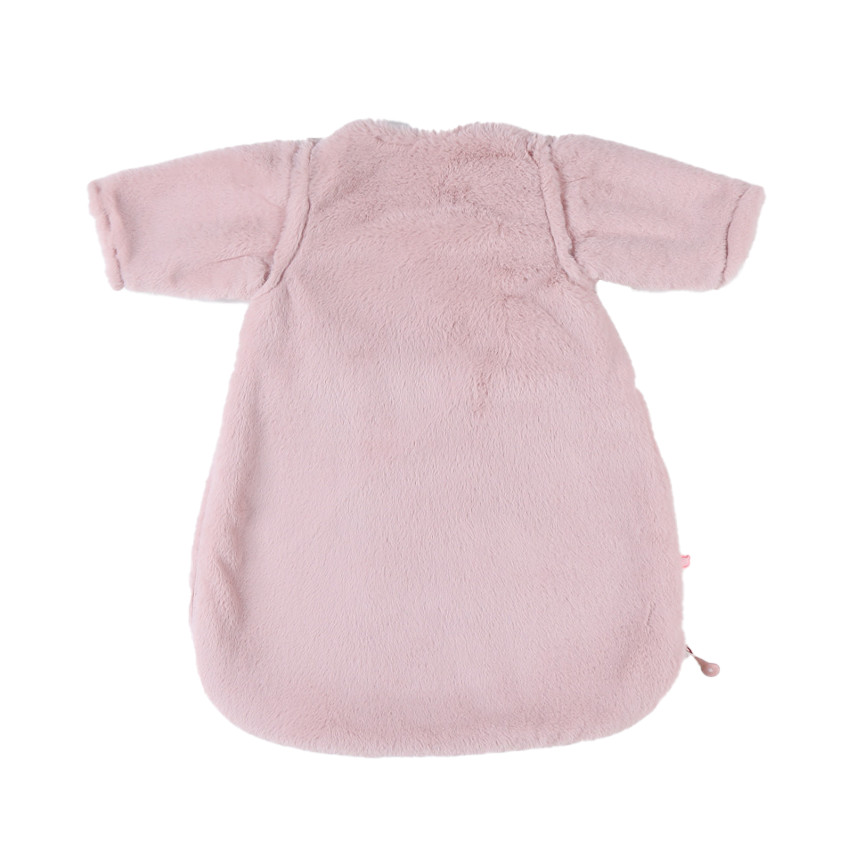 Gigoteuse à manches amovibles en fausse fourrure 50 cm rose poudré 