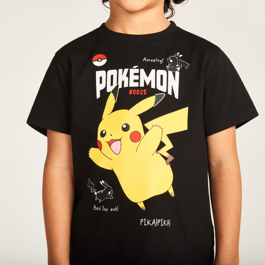 T-shirt manches courtes print Pikachu Pokémon pour garçon 