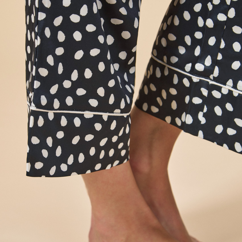 Pantalon de pyjama de grossesse en satin imprimé pois 