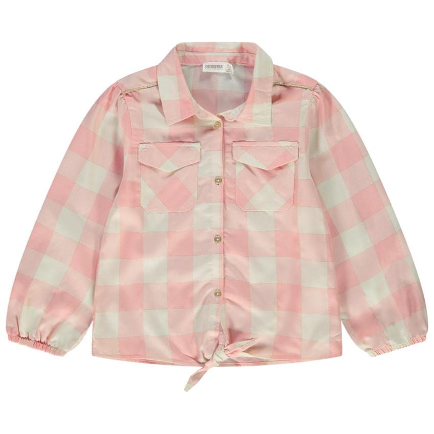 Chemise manches longues à carreaux en lyocell pour fille