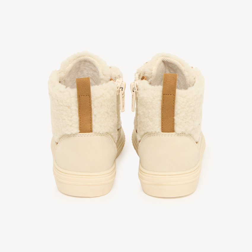 Chaussure montante effet mouton zip et lacets 