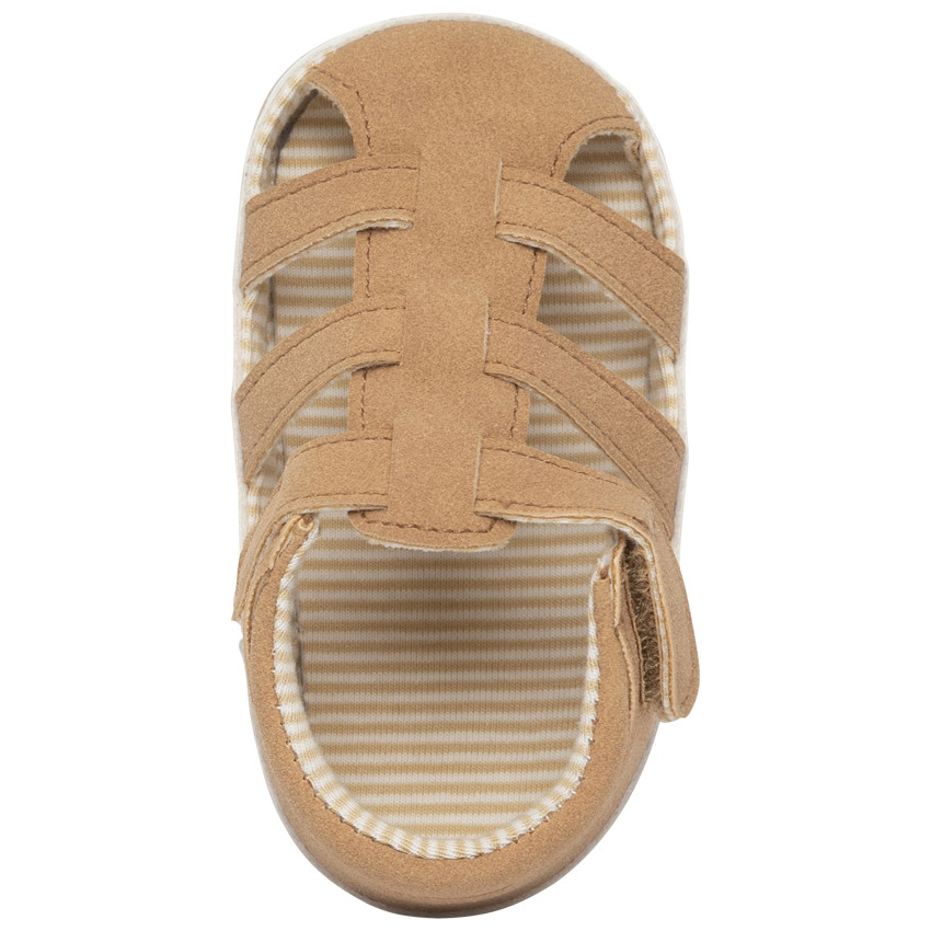 Sandales velcro marron avec doublure à rayures 