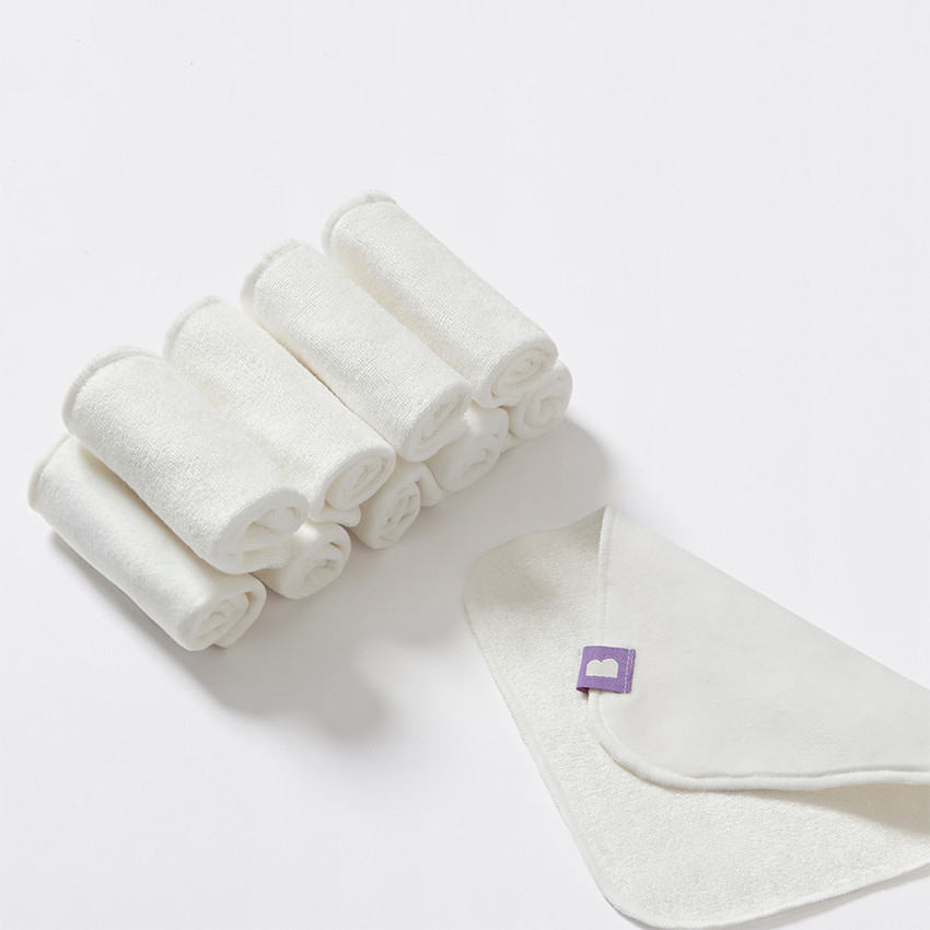 Lot de 10 lingettes bébé lavables double face 