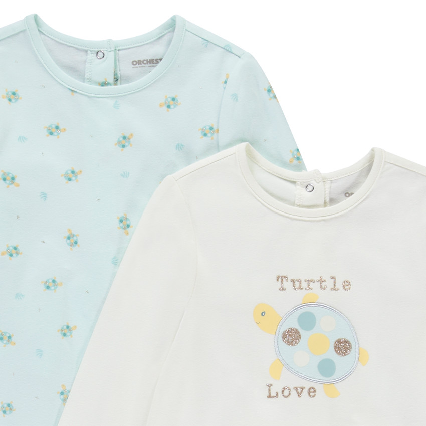 Lot de 2 dors-bien motifs tortues pour bébé fille avec ouvertures différentes selon l'âge 