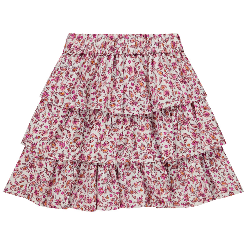 Jupe volantée imprimé floral avec lurex pour fille 