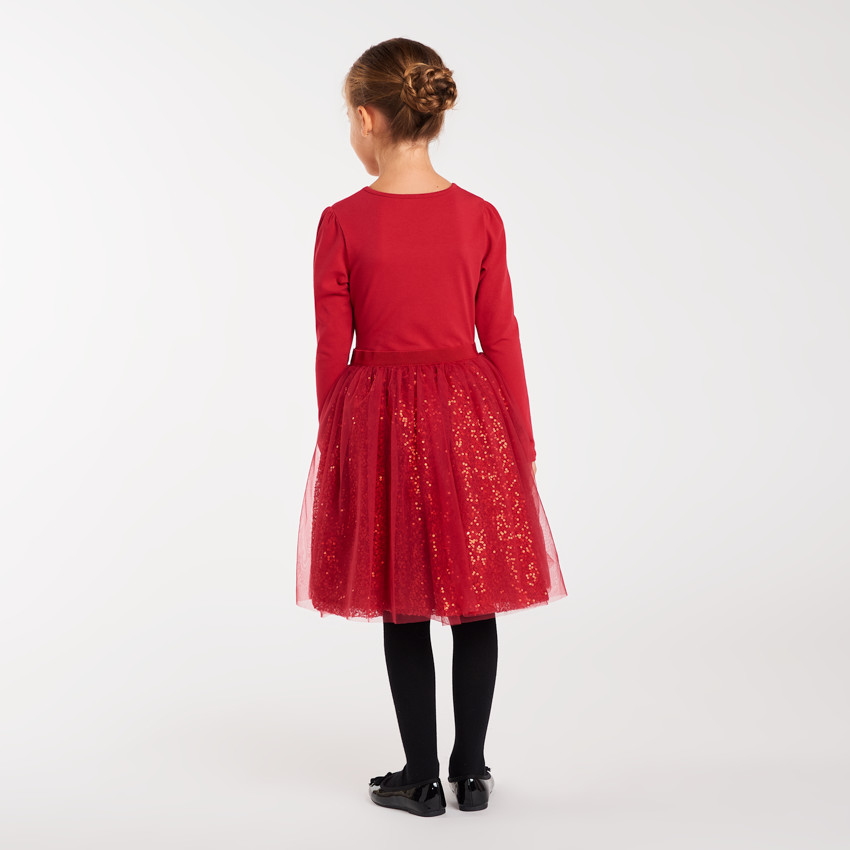 Robe de fête manches longues effet 2 en 1 à sequins fille 