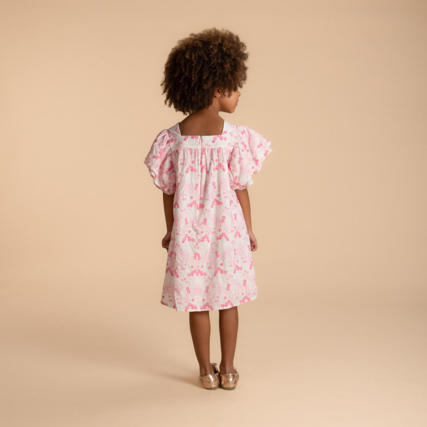 Robe manches courtes volantées avec imprimé fleurs pour fille  