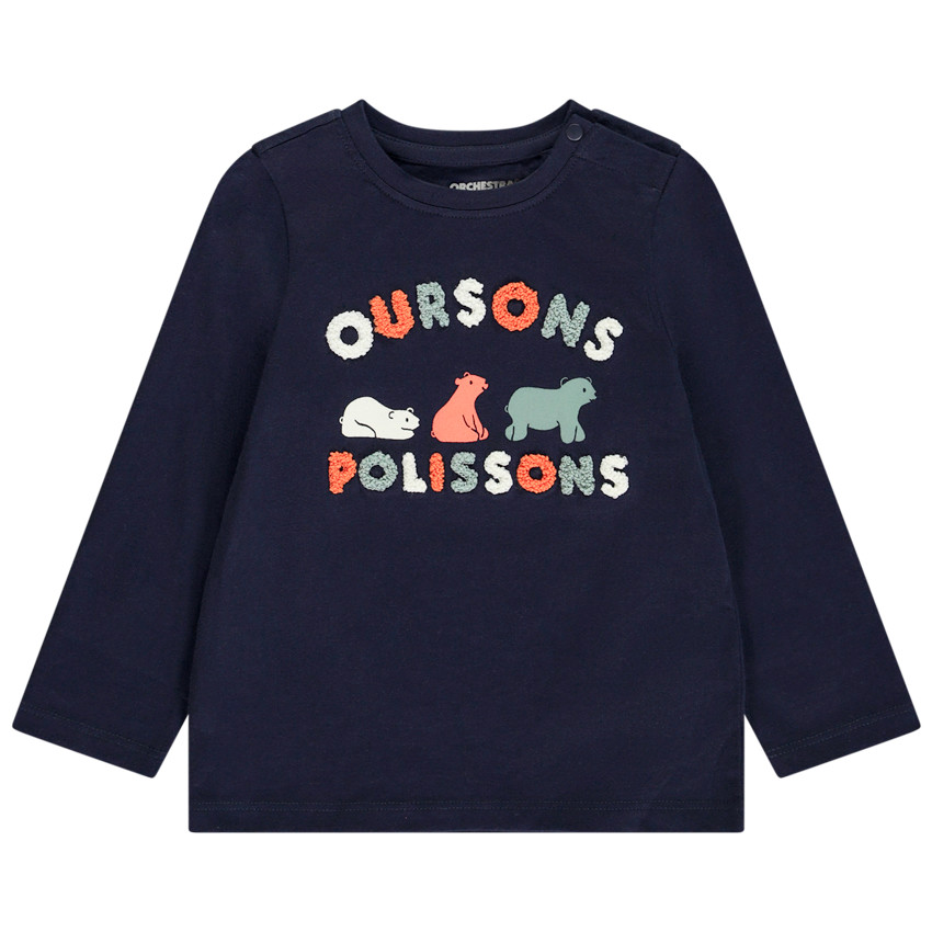 T-shirt manches longues à patchs bouclettes pour bébé garçon 