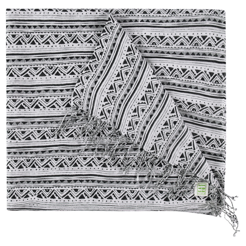 Junior - Chèche à motif esprit ethnique finition franges 