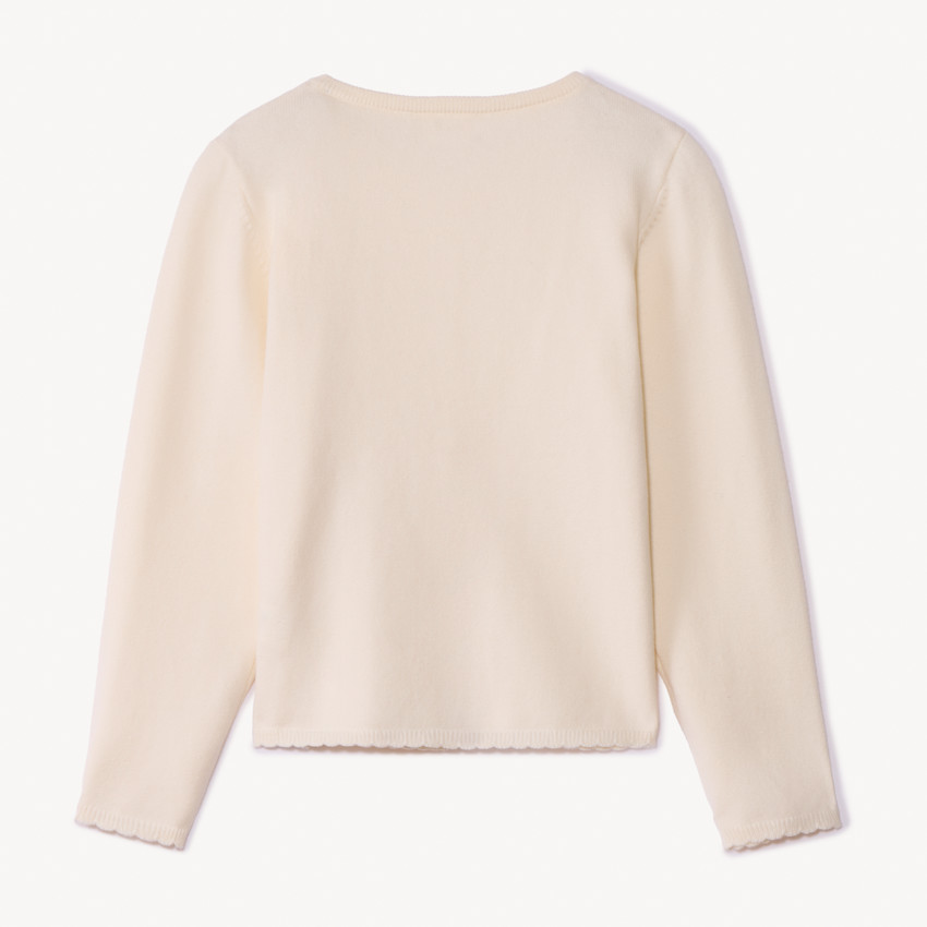 Gilet en tricot uni festonné pour fille 