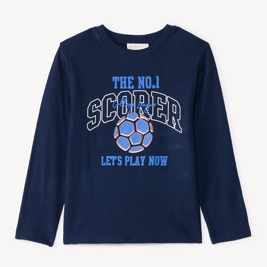 T-shirt manches longues uni à broderies fantaisies pour garçon