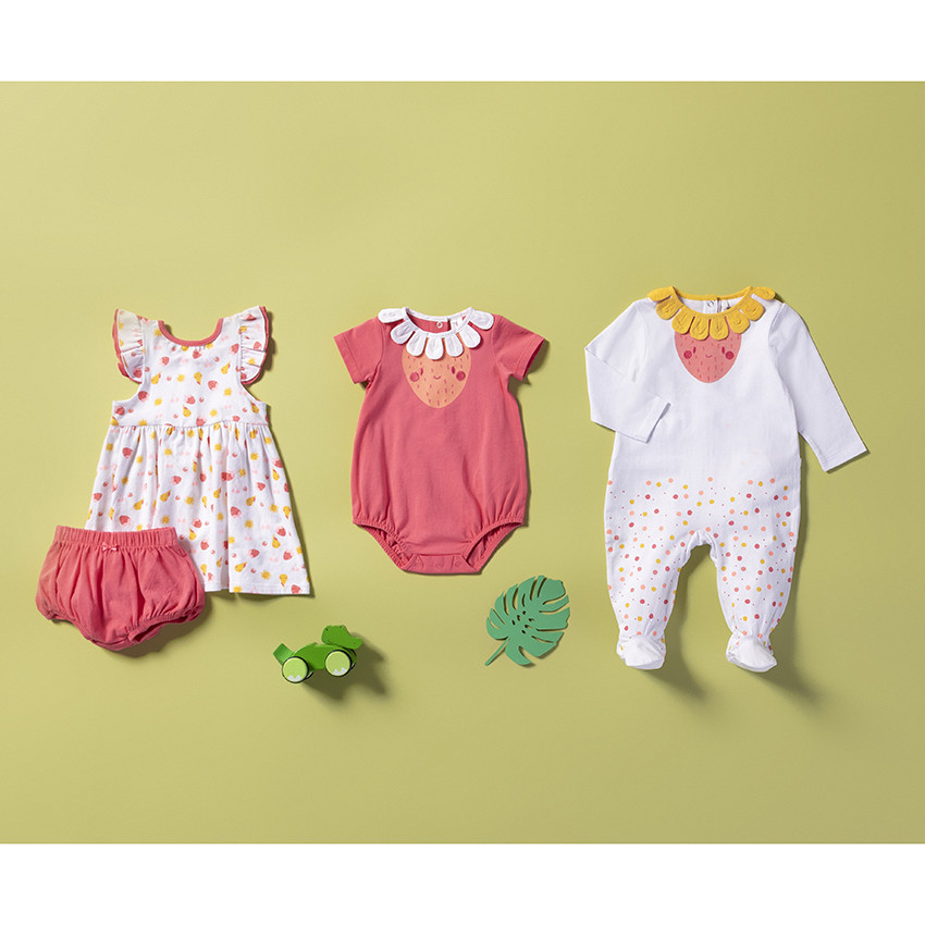 Ensemble robe imprimée fruits et bloomer 