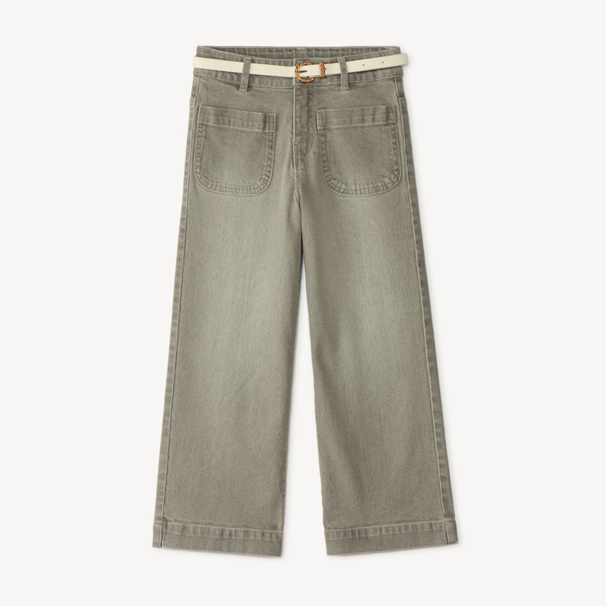 Jean droit large avec ceinture pour fille