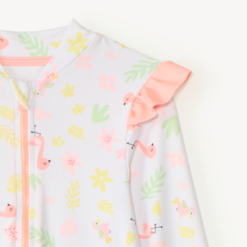 Combinaison de bain anti-UV imprimé flamants roses pour bébé fille 