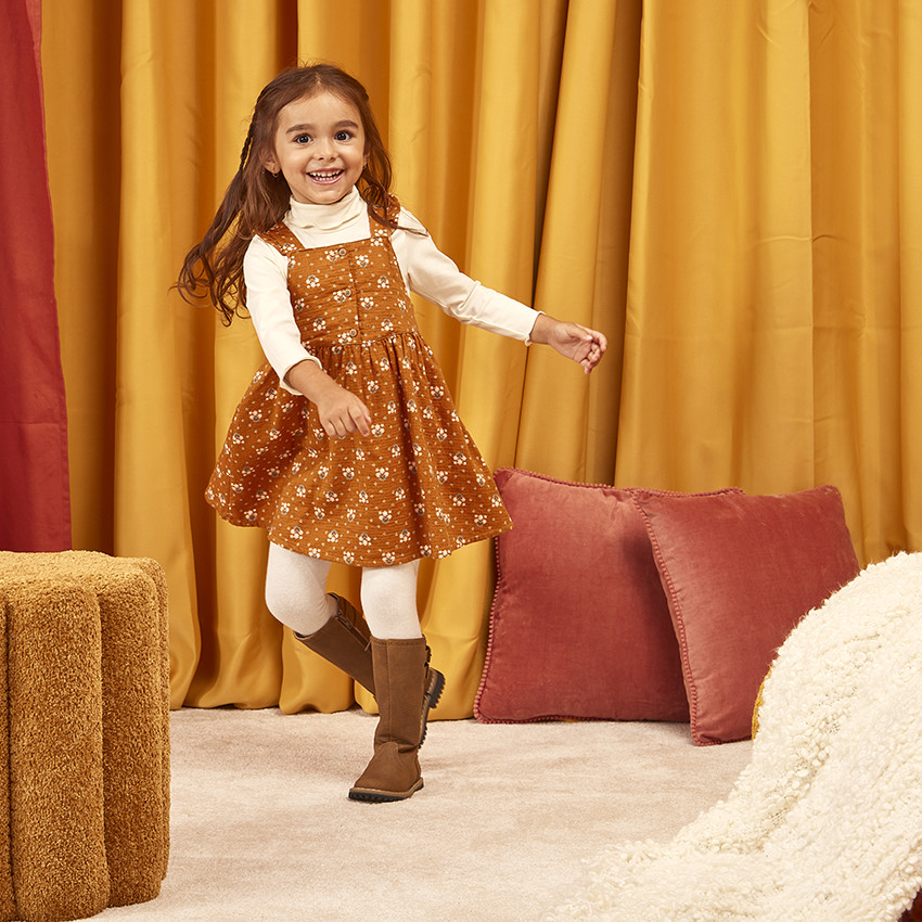 Ensemble 2 pièces avec robe salopette pour bébé fille 