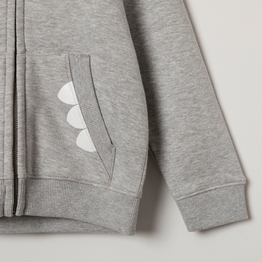 Gilet en molleton zippé à poches et dents de dinosaure printées 