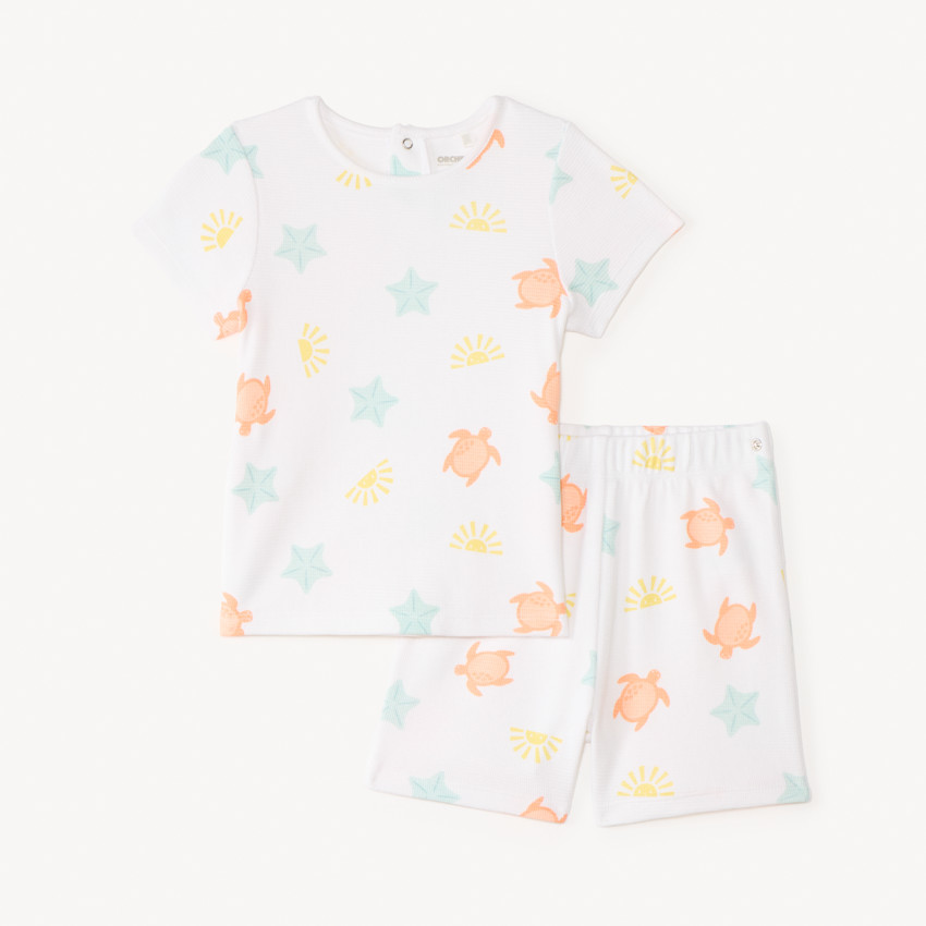 Set de pyjama court 2 pièces imprimé tortues pour bébé garçon