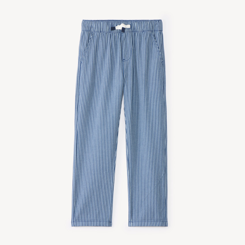 Pantalon garçon baggy toile rayée 